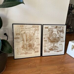 Framed Gold Cocktail & Brandy Art Prints by